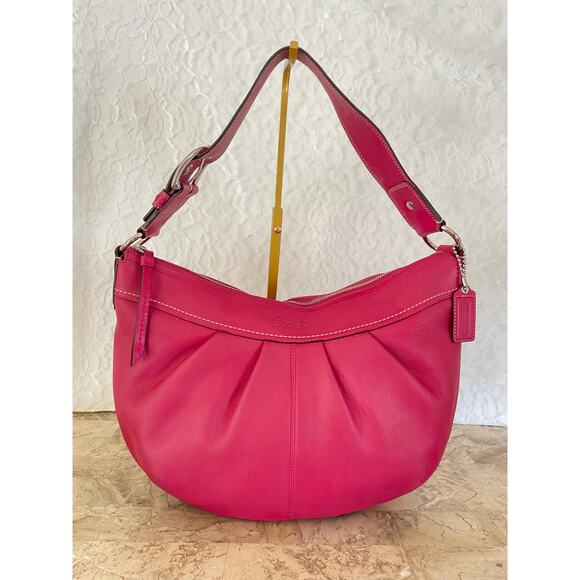 Coach Large Ergo Pleated hobo/soho raspberry Leather Shoulder Bag F13731 - Picture 2 of 13